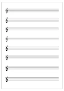 Foglio a 8 righi con chiave di violino